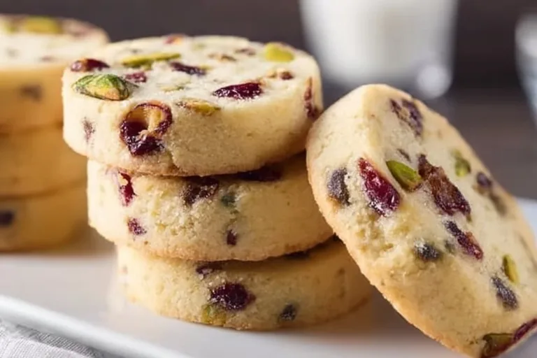 Cranberry Pistachio Shortbread Coconut Key Lime Crinkle Cookies Delicious Cranberry Pistachio Shortbread cookies on a plate