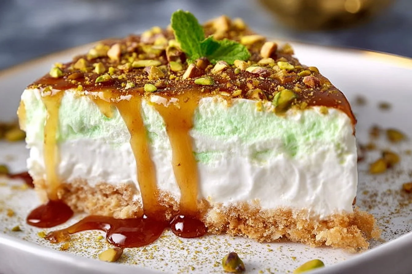 Delicious easy Pistachio Lush dessert layered with creamy filling and pistachio flavor
