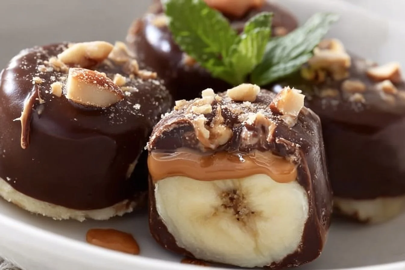 Frozen chocolate peanut butter banana bites for a delicious treat
