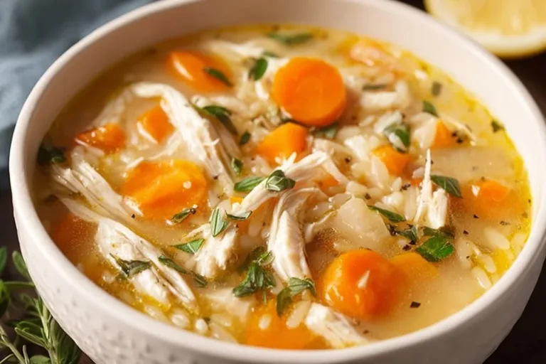 Greek Lemon Chicken Soup chicken mushroom soup Bowl of Greek Lemon Chicken Soup with fresh lemon slices and herbs