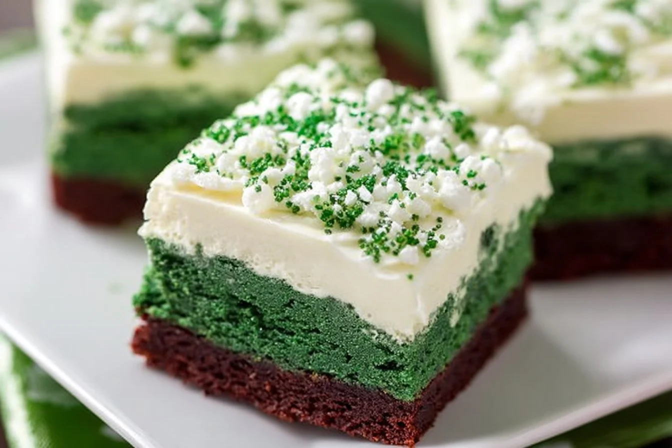 Green Velvet Brownies with Cream Cheese Frosting