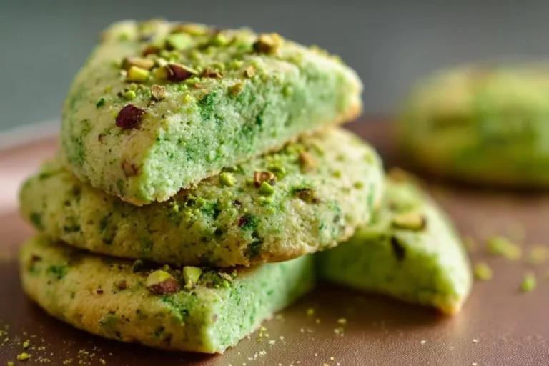 Homemade Pistachio Shortbread Twix Cookies Homemade pistachio shortbread cookies on a plate