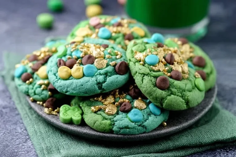 Colorful Lucky Charms Cookies baked for St. Patrick's Day celebration