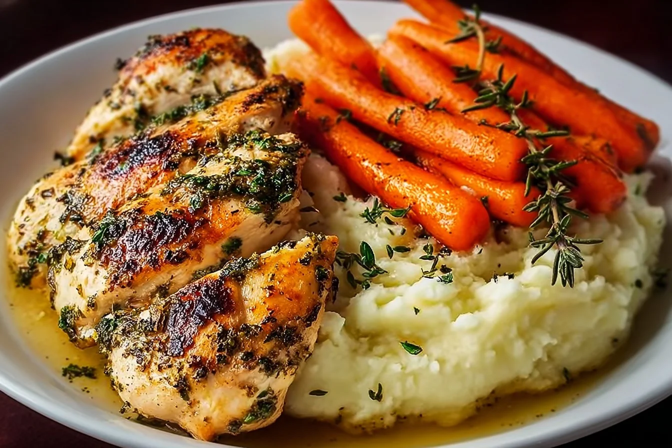 Make Garlic Herb Chicken with Mashed Potatoes and Glazed Carrots Tonight!