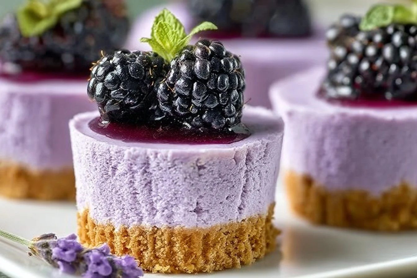 Mini Blackberry Lavender Cheesecakes