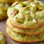 Soft and chewy pistachio pudding cookies on a plate