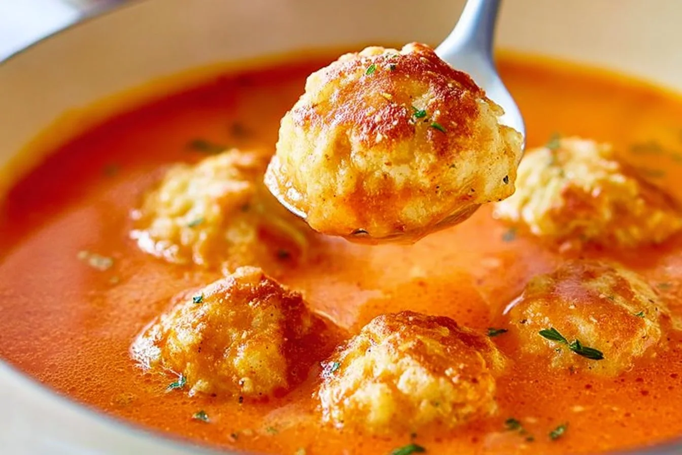 Wholesome Tomato Soup with Cheddar Bay Dumplings