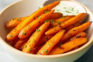 Deliciously roasted air fryer carrots served in a bowl