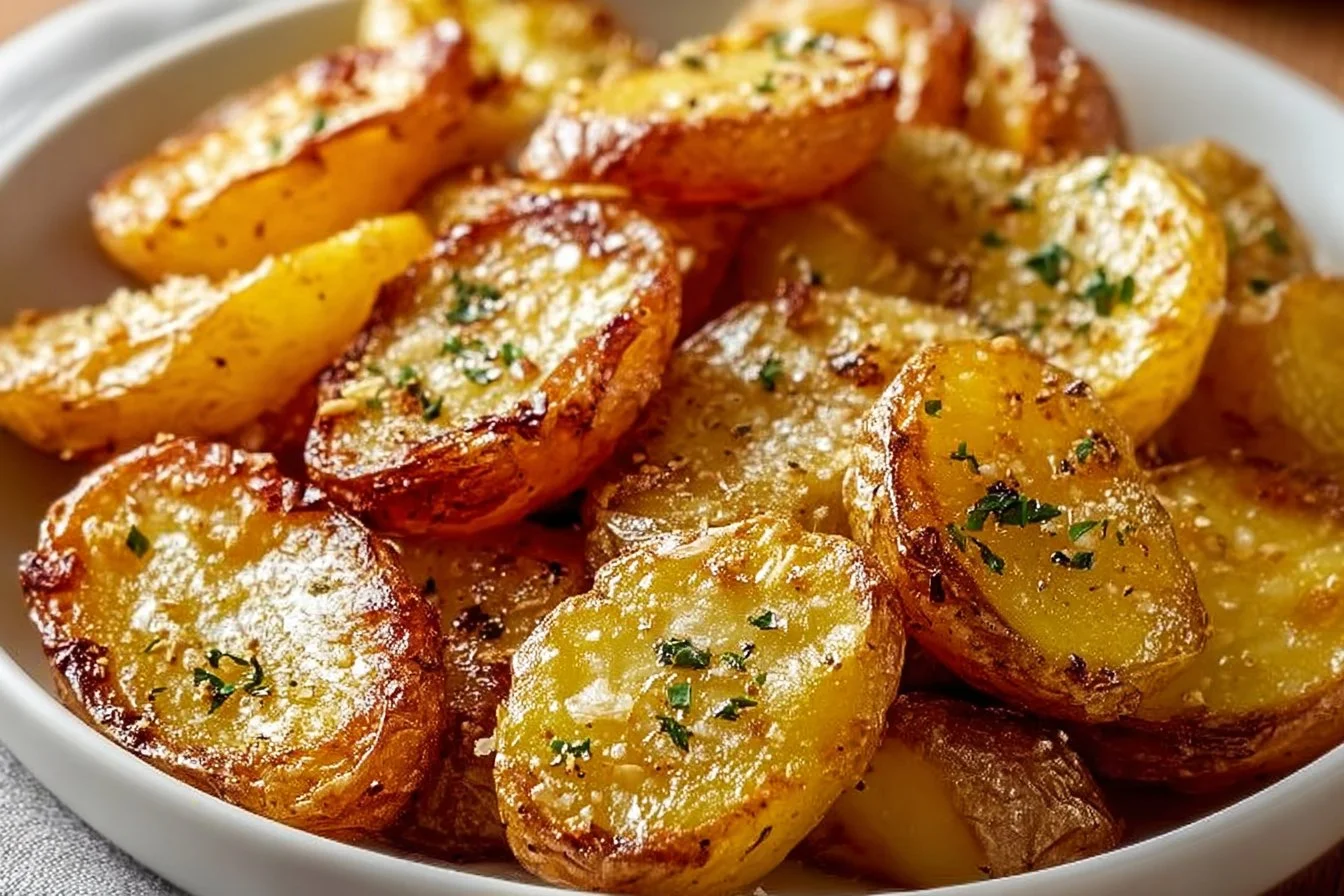 Authentic Greek Potatoes: Crispy Lemon Perfection! Greek potatoes Plate of authentic Greek potatoes with crispy lemon finish