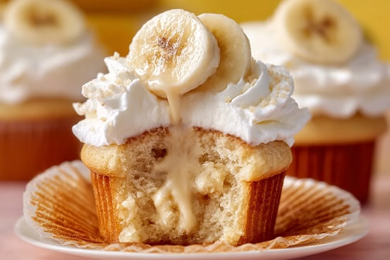 Banana Pudding Cupcakes with Whipped Cream Frosting