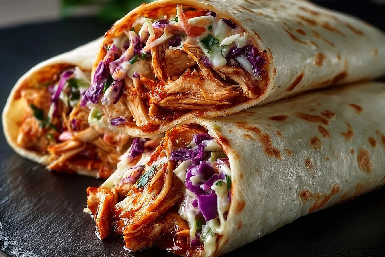 BBQ Chicken Coleslaw Wraps