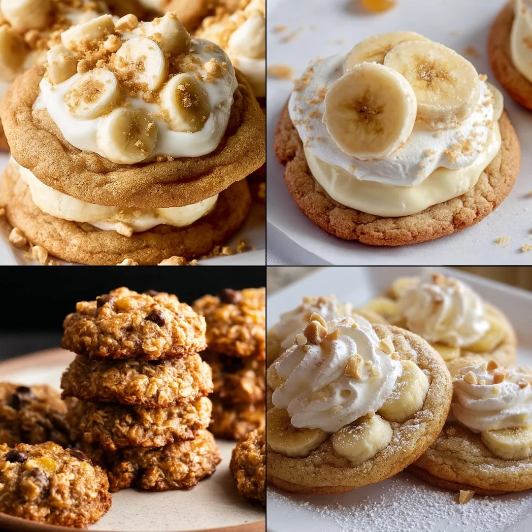 Delicious banana pudding cookies displayed on a plate as dessert treats