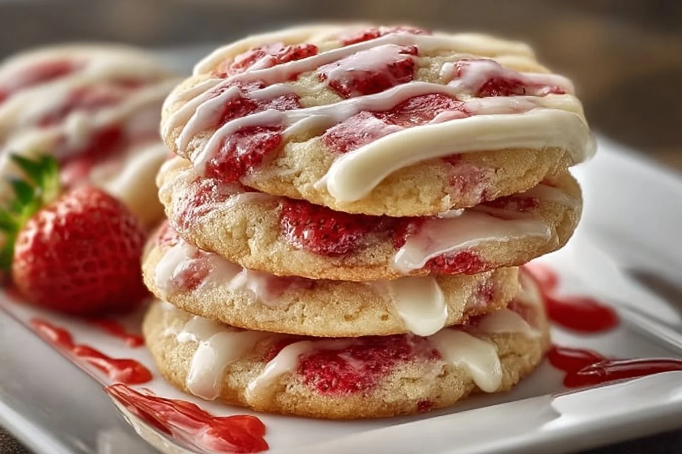 Strawberry Banana Pudding Cookies with Cheesecake Dip