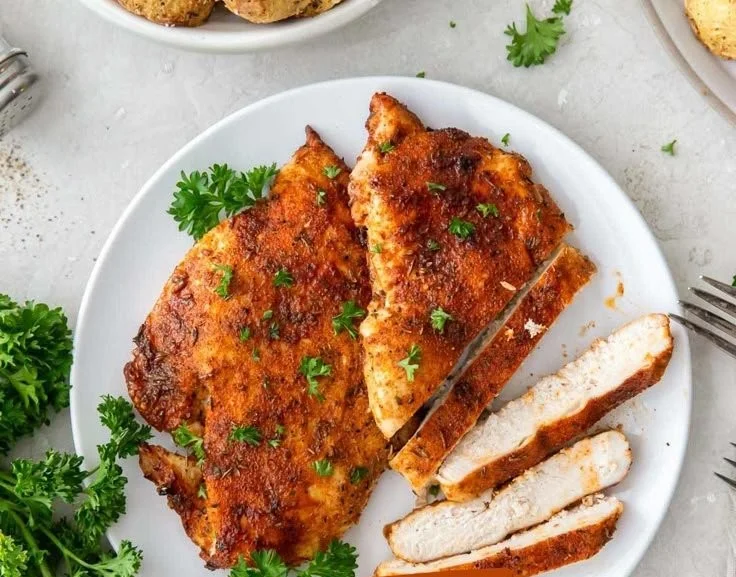 Delicious air fryer chicken breast cooked to perfection with spices