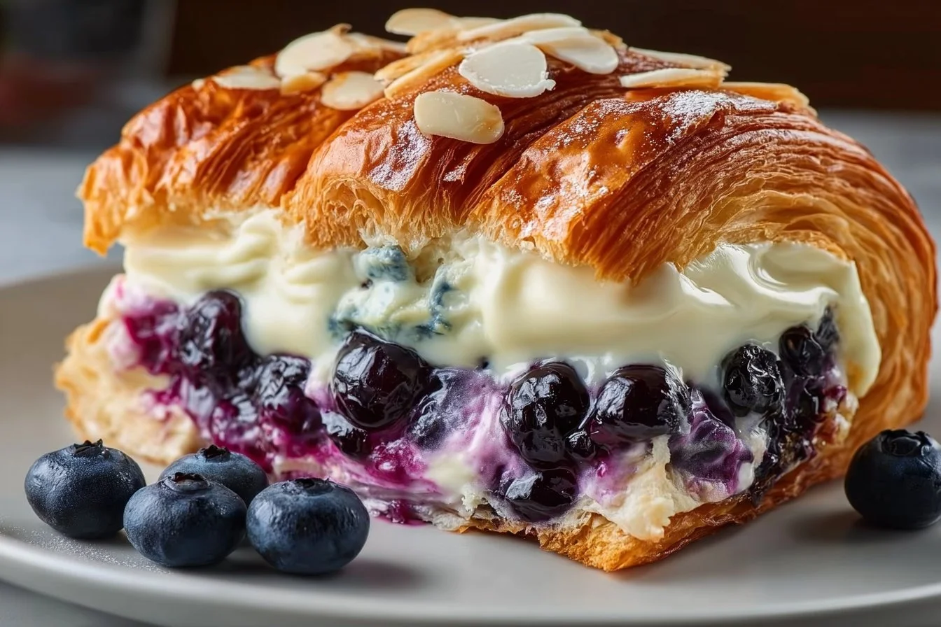 Blueberry Cream Cheese Croissant Casserole