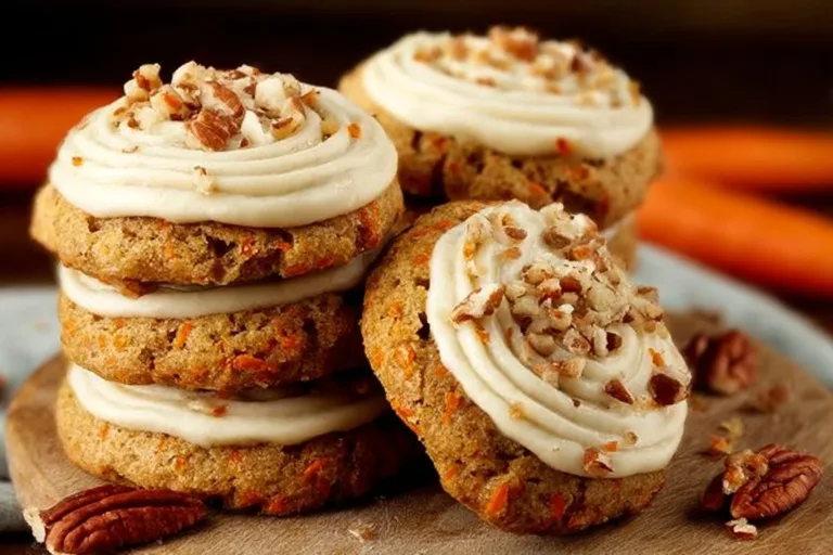 Delicious carrot cake cookies topped with cream cheese frosting