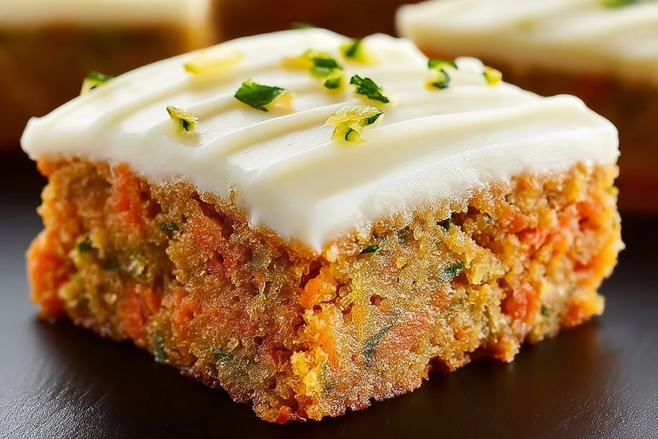 Carrot Zucchini Bars with Lemon Frosting