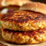 Homemade Cheddar Ranch Chicken Burgers garnished and ready to serve