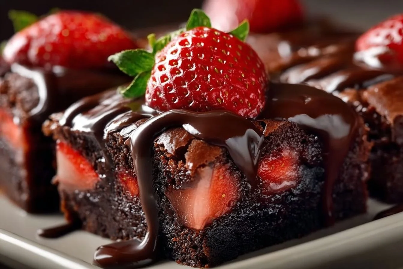 Chocolate Covered Strawberry Brownies