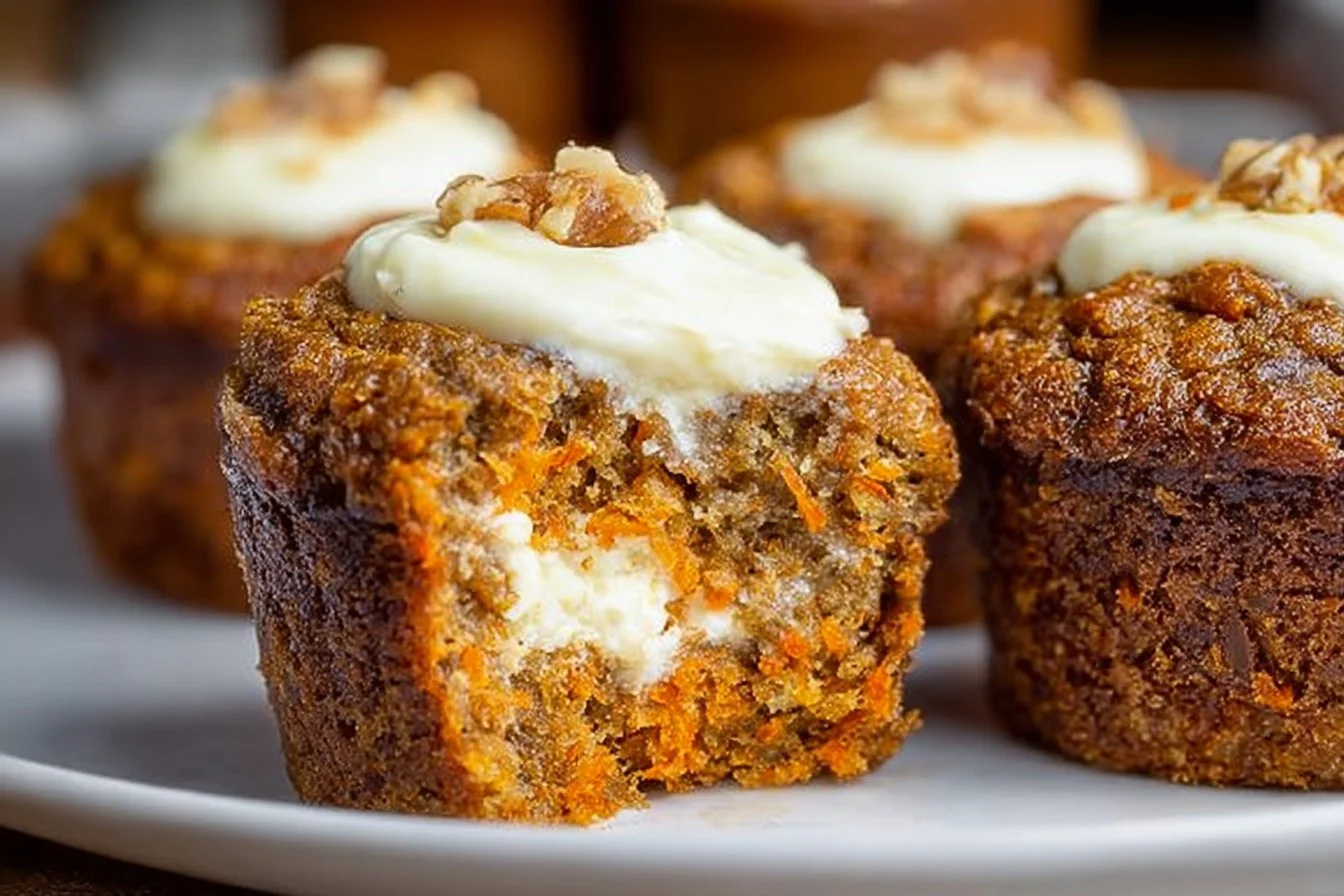 Cream Cheese Filled Carrot Cake Muffins