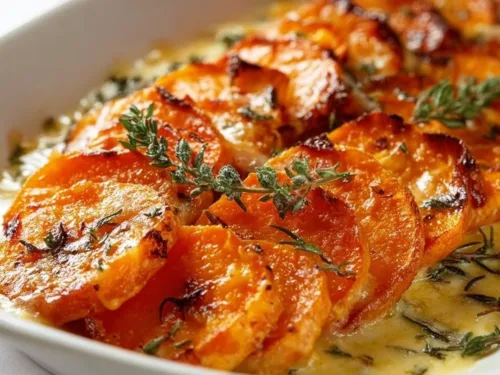 Garlic Scalloped Sweet Potatoes