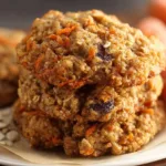 Healthy carrot cake oatmeal cookies with oats and spices