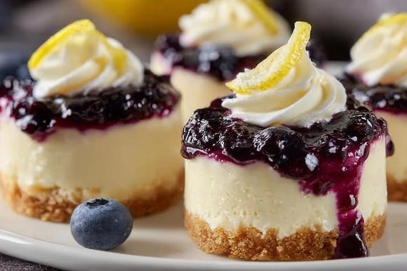 Healthy Mini Lemon Blueberry Cheesecakes