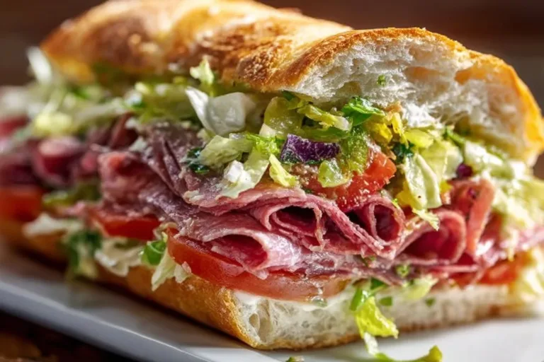 Delicious Italian Grinder Salad Sandwich with fresh veggies and meats