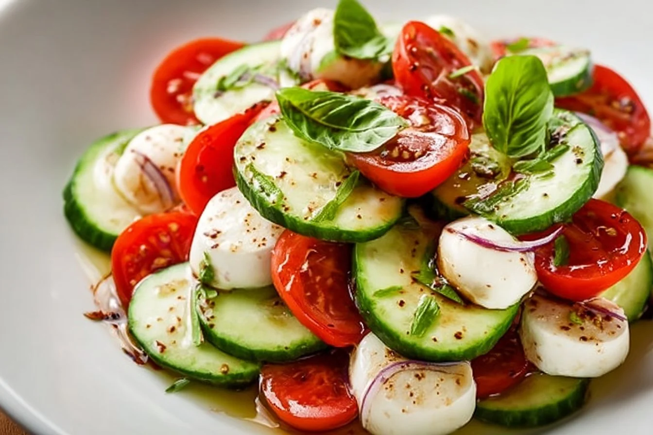 Juicy Cucumber Caprese Salad