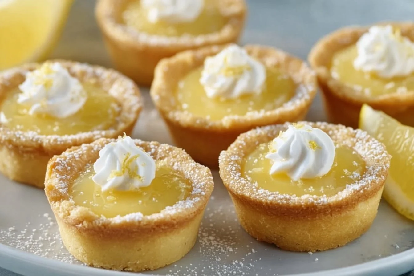 Lemon Bar Cookie Cups lemon bar cookie Delicious lemon bar cookie cups topped with powdered sugar and lemon zest.