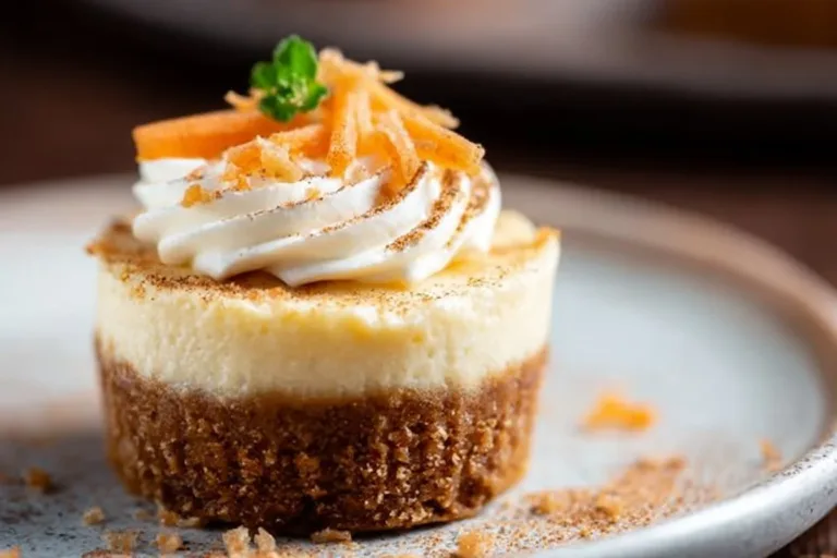 Mini Carrot Cake Cheesecake Lemon Raspberry Bars Mini carrot cake cheesecake topped with cream cheese frosting and walnuts