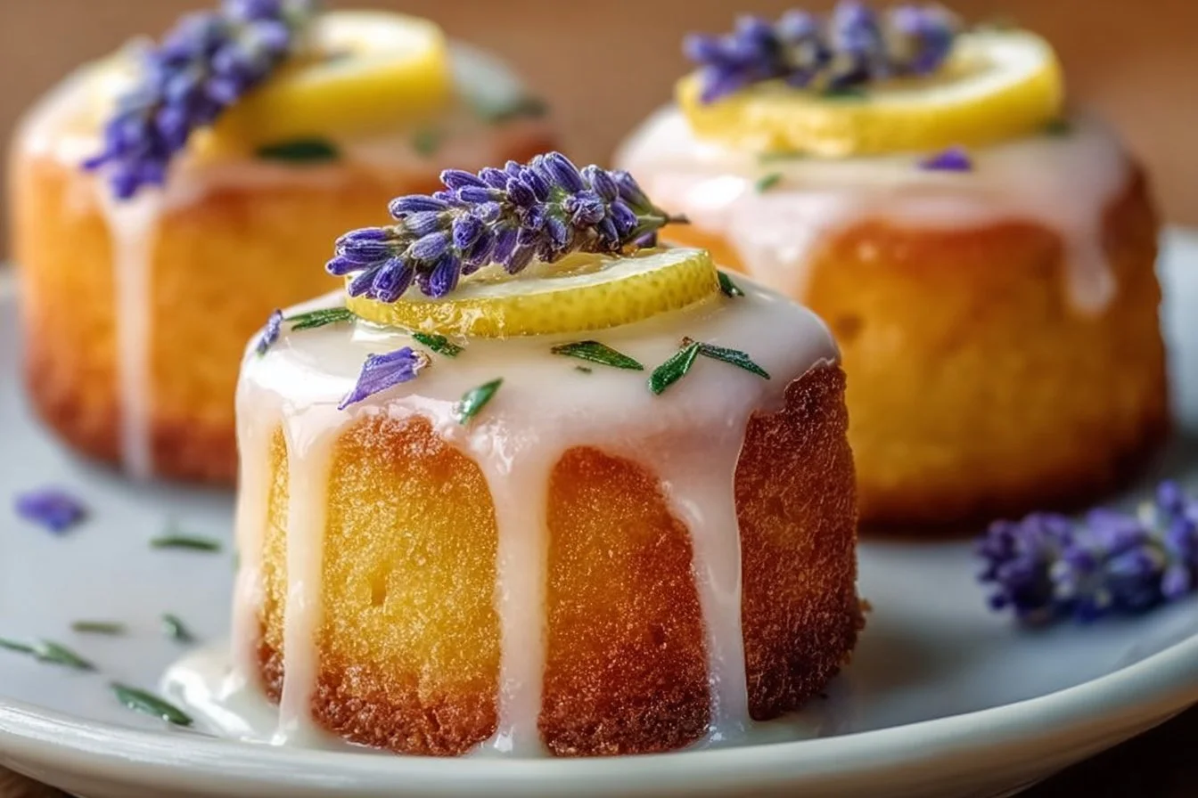 Mini Lemon Cakes With Lavender Glaze