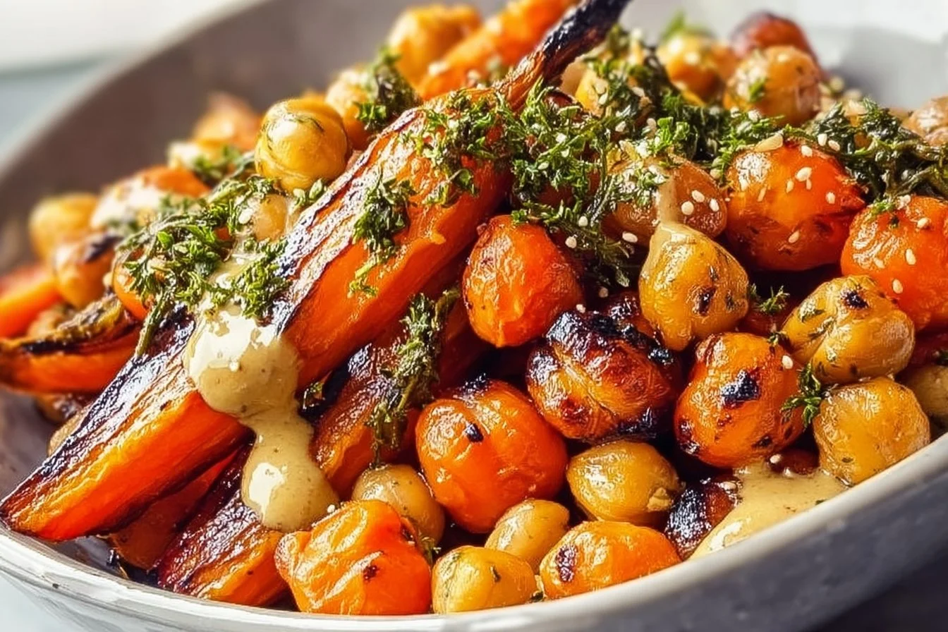 One-Pan Roasted Carrot and Chickpea Bowl