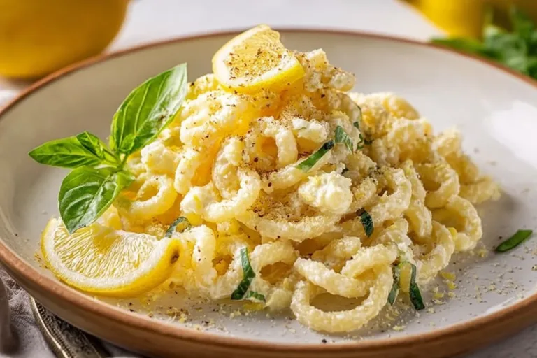 One Pot Pasta with Ricotta and Lemon served in a bowl