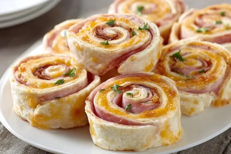 Ranch Ham & Cheese Tortilla Pinwheels on a serving platter