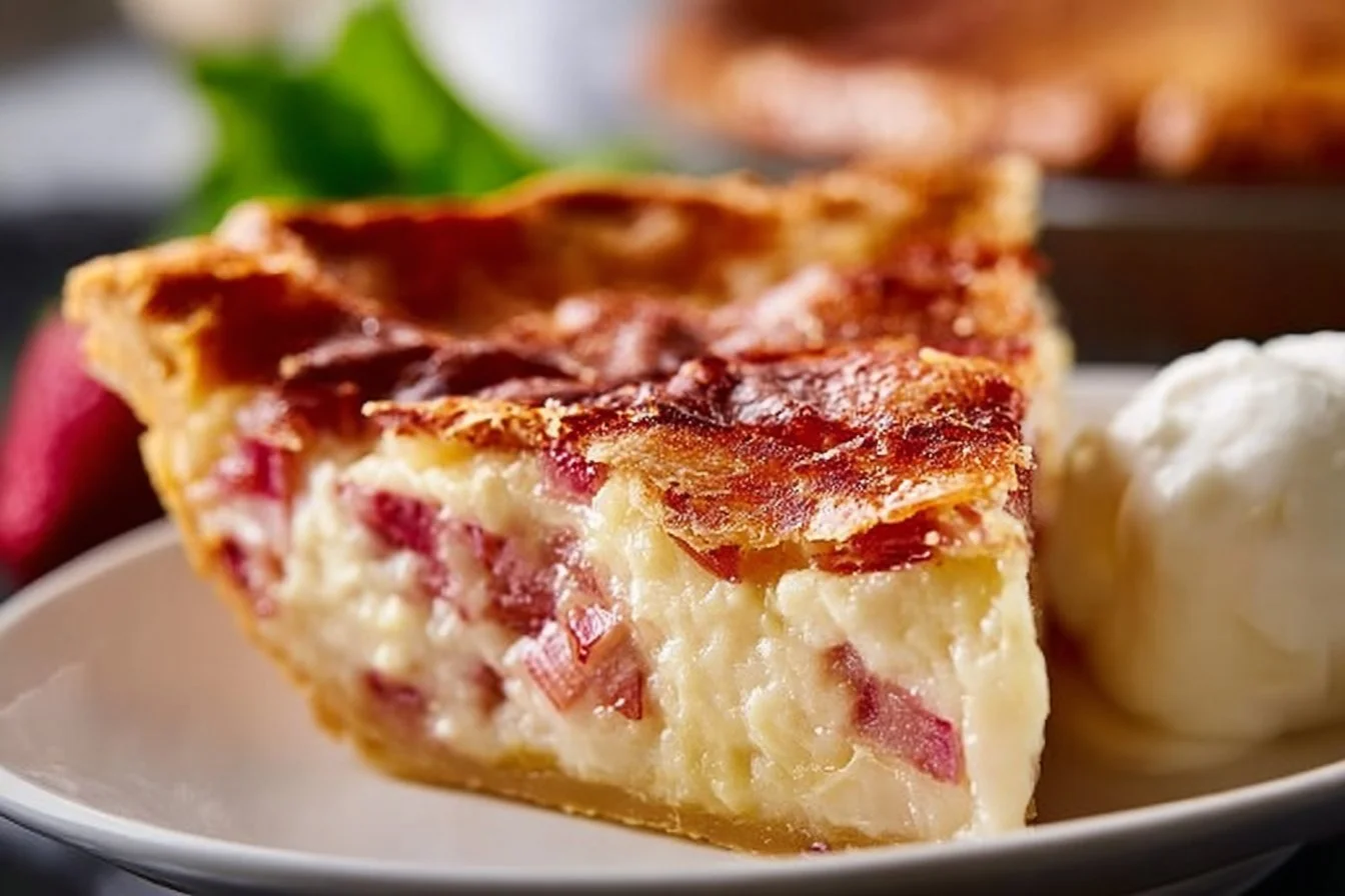 Rhubarb Custard Pie Recipe with Flaky Crust