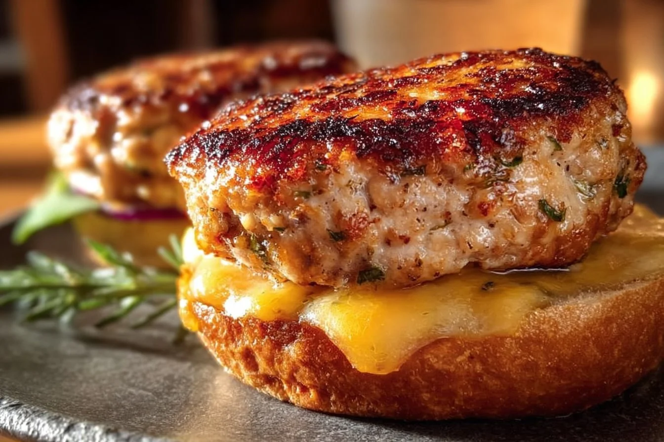 Savory Cheddar Ranch Chicken Burgers