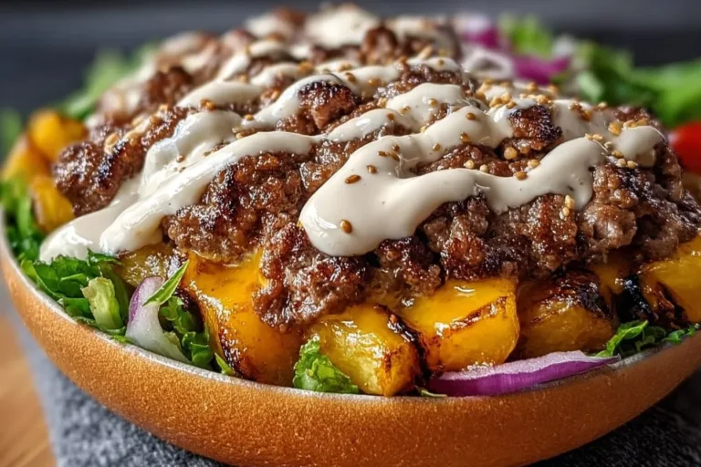 Savory Smash Burger Bowl with fresh ingredients and savory flavors