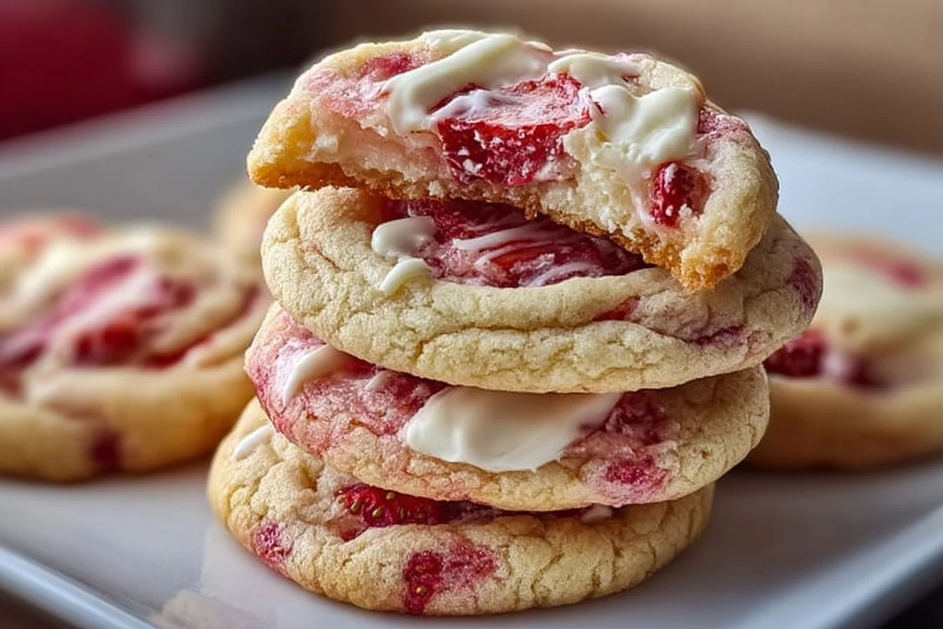 Strawberry Banana Pudding Cookies with Cheesecake Dip