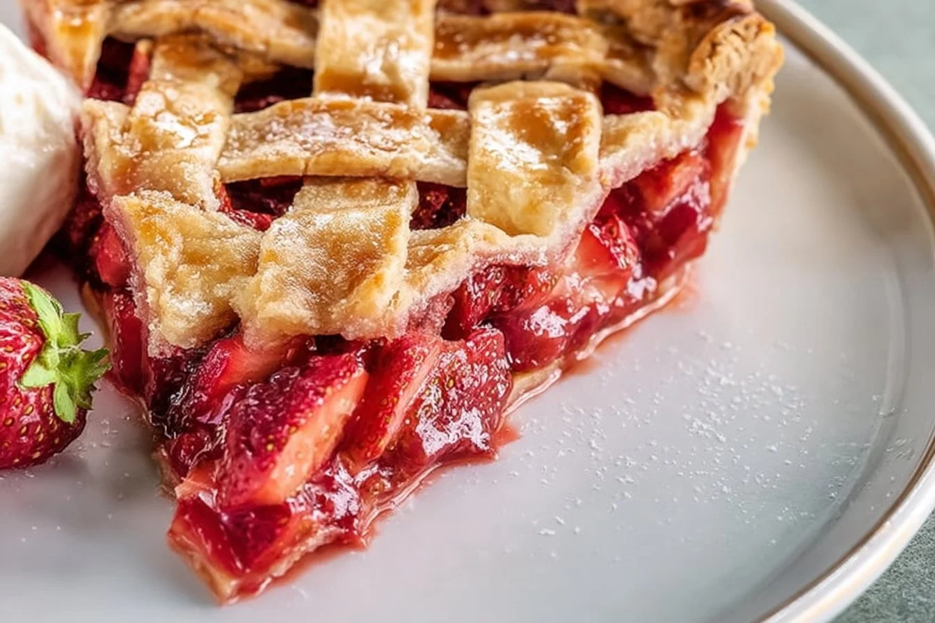 Strawberry Rhubarb Pie Strawberry Rhubarb Pie Delicious Strawberry Rhubarb Pie with a flaky crust and fresh fruit filling.