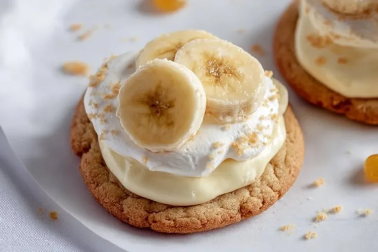Delicious chilled banana cream pie cookies on a plate