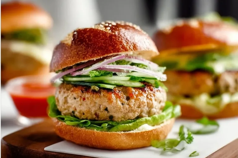 A juicy turkey burger served with fresh lettuce and tomato on a bun